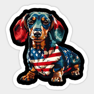 Dachshund Dog 4Th Of July American Flag Sticker